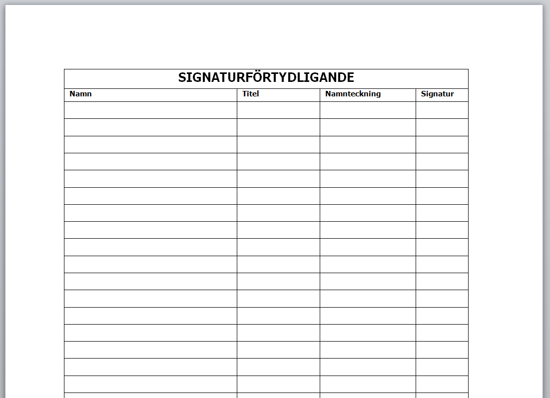 Signaturlista
