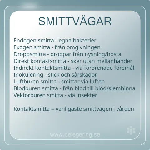 Olika smittvägar inom vården.