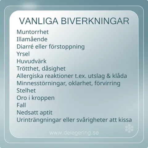 Checklista Vanliga biverkningar