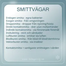 Olika smittvägar inom vården.